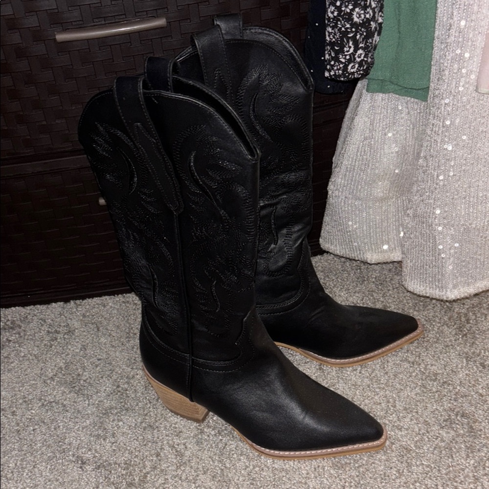 Black Western Leather Boots